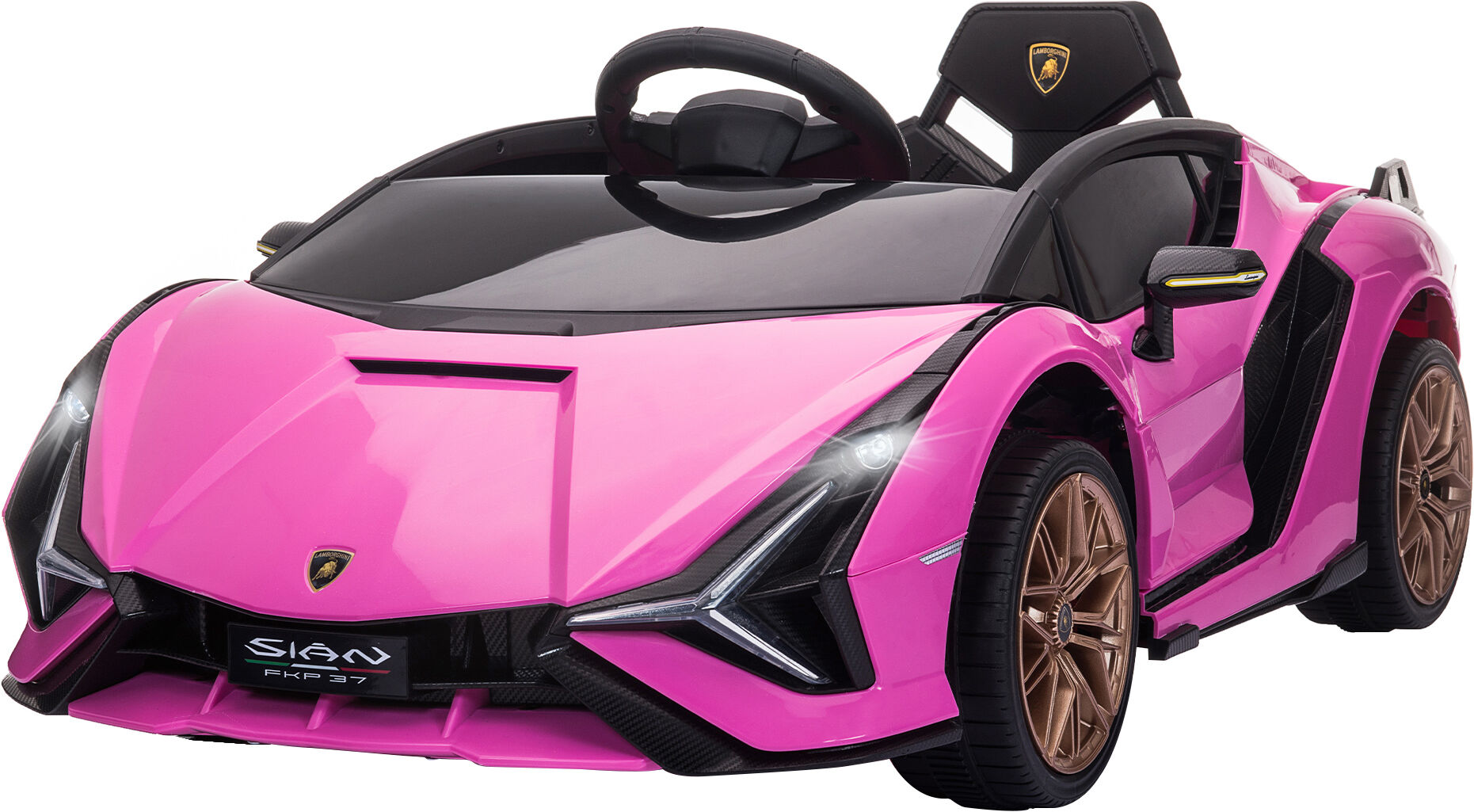 Homcom Macchina Elettrica per Bambini 3-5 Anni Lamborghini 12V con Telecomando e Velocità 3-8km/h, Rosa