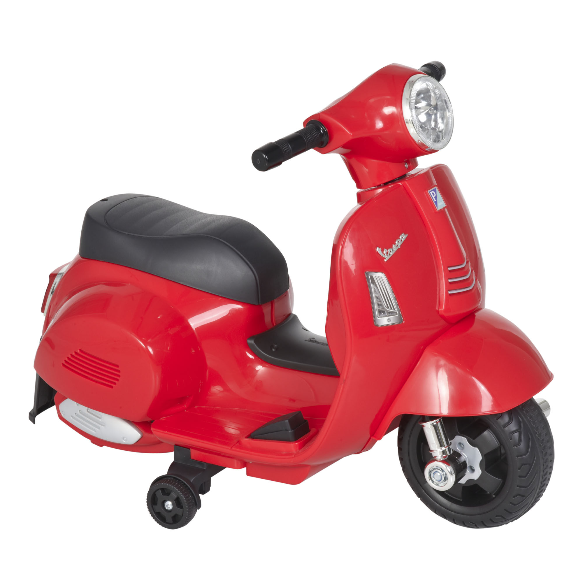 Homcom Moto Elettrica per Bambini con Licenza Ufficiale Vespa Batteria 6V, Fari e Clacson, per Bimbi da 18-36 mesi, Rosso, 66.5x38x52cm