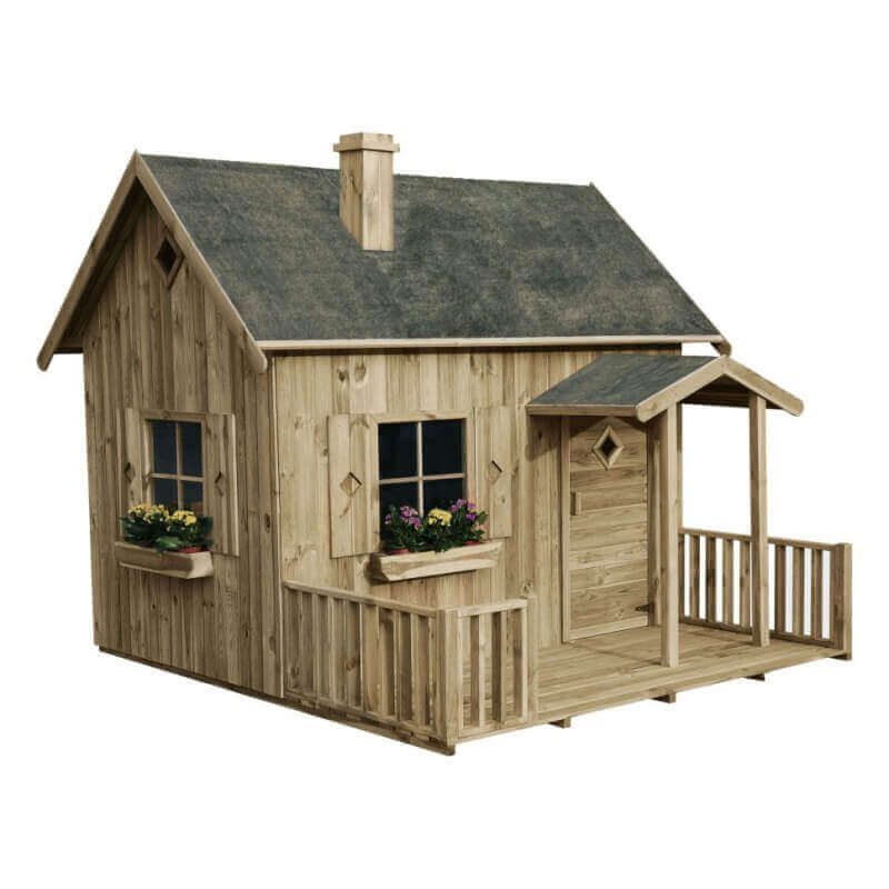 Milani Home Casetta per bambini da giardino per estero in legno cm 258 x 255 x 231 h Marrone 258 x 231 x 255 cm