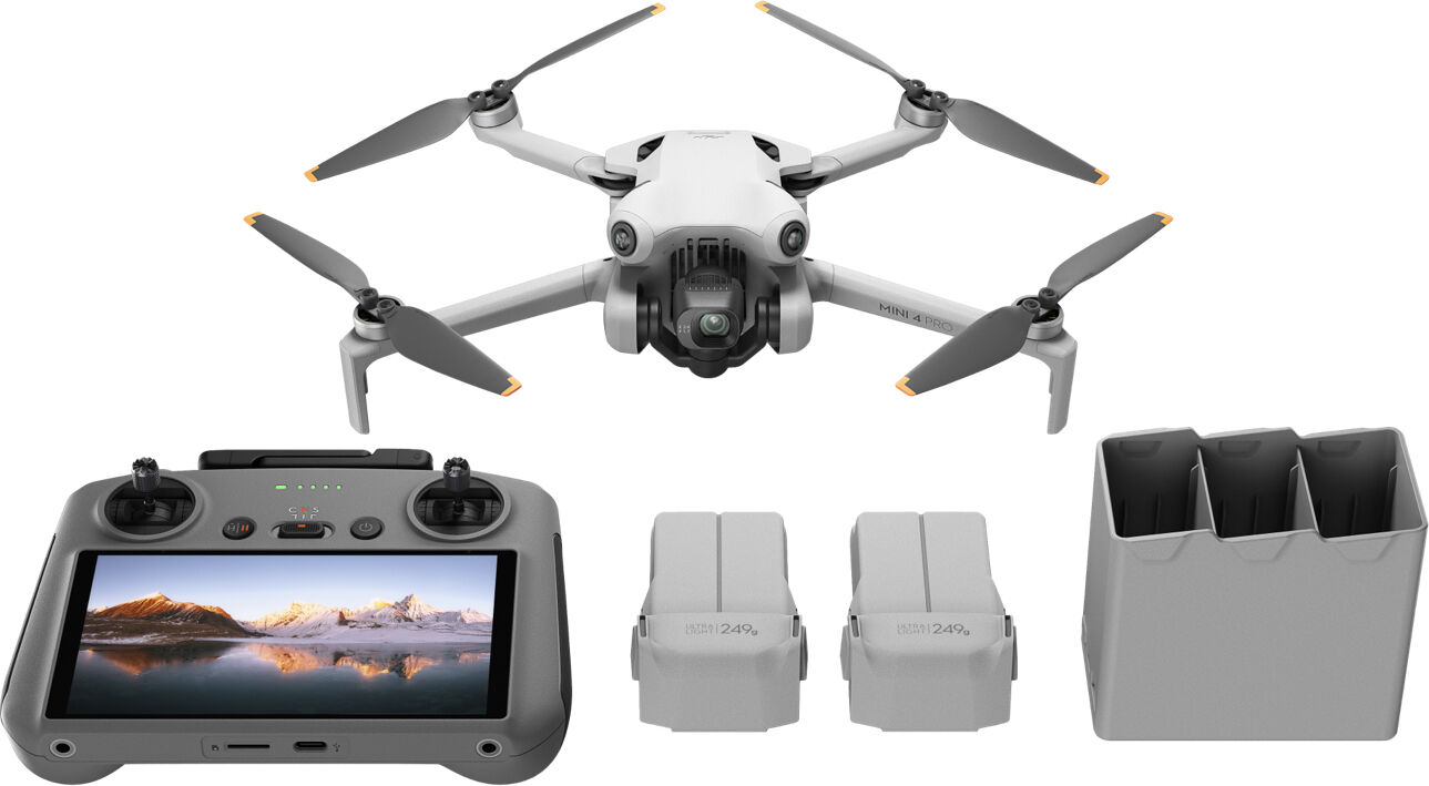 DJI Drone con fotocamera  Mini 4 Pro Fly More Combo (RC 2) rotori Quadrirotore 48 MP 3840 x 2160 Pixel 2590 mAh Nero, Bianco [969101]