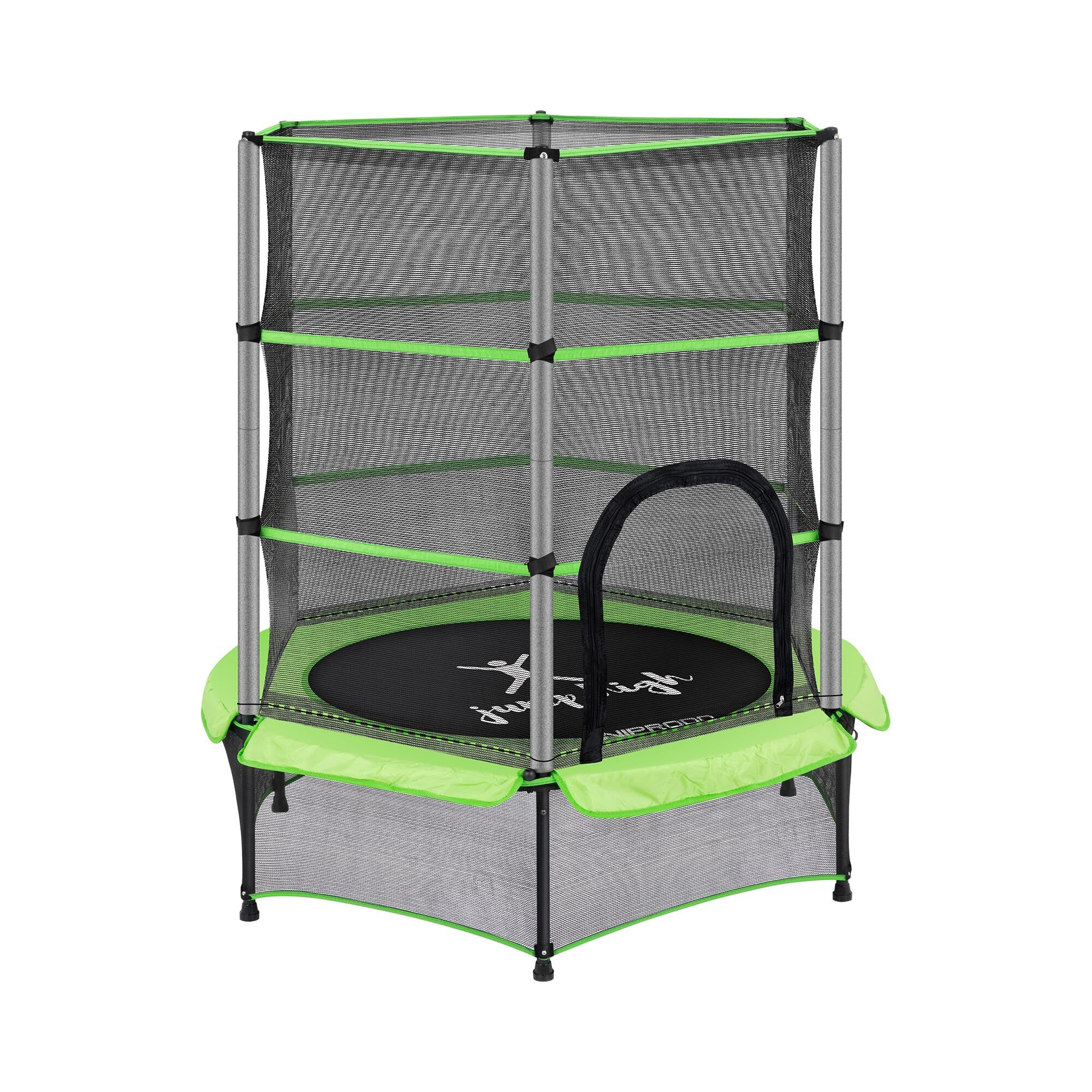 Uniprodo Kindertrampoline - met veiligheidsnet - 140 cm - 50 kg - groen UNI_TRAMPOLINE_01