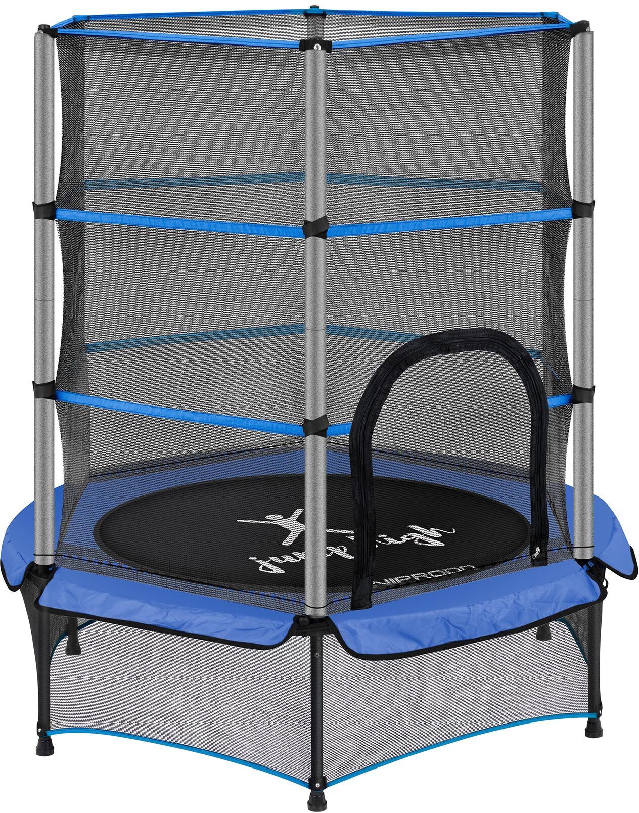 Uniprodo Kindertrampoline - met veiligheidsnet - 140 cm - 50 kg - blauw UNI_TRAMPOLINE_03