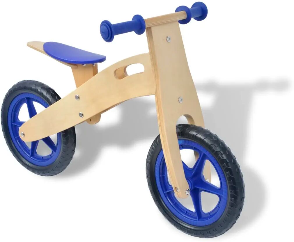 vidaXL Loopfiets hout blauw