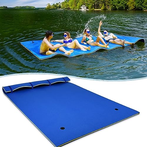 KEuLen Drijvende water pad mat water drijvende mat schuim pad drijvende mat, 3-laags XPE schuim water drijvende pad voor outdoor wateractiviteiten, extra grote drijvende mat (kleur: blauw, maat: 350 x 150