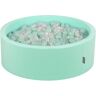 KiddyMoon Ballenbad 90 x 30 cm/600 sterren 6 cm voor baby's, rond, gemaakt in de EU, mint: parel/munt/transparant