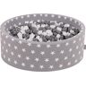 KiddyMoon Zwembad, 90 x 30 cm, 600 sterren, 6 cm, voor kinderen, gemaakt in de EU, sterren, wit-grijs: wit/grijs