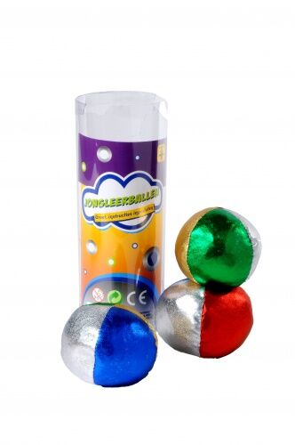 Angel Toys 3 Jongleerballen Metallic 6cm - Rood,Blauw,Groen,Zilver