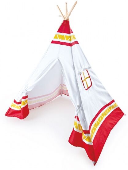 Hape speeltent Tipi 122 x 122 x 150 cm rood - Rood,Wit