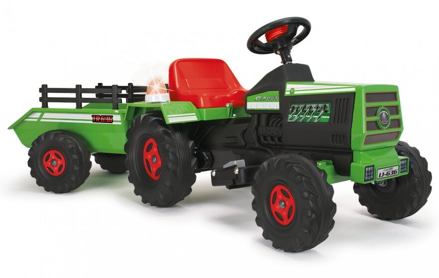 Injusa accuvoertuig tractor met aanhanger 6V 140 cm groen - Groen