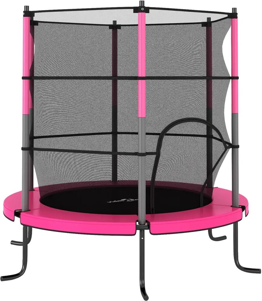 vidaXL Trampoline med sikkerhetsnett 140x160 cm rosa