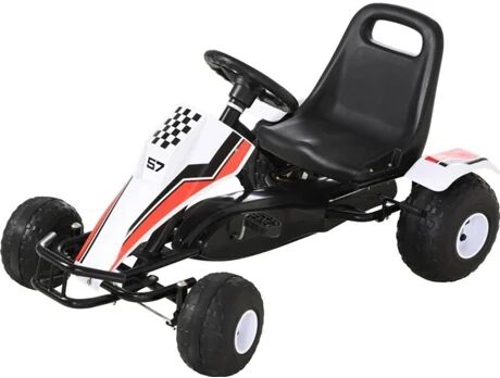 Homcom Carro Go Kart a Pedais Branco, Vermelho e Preto