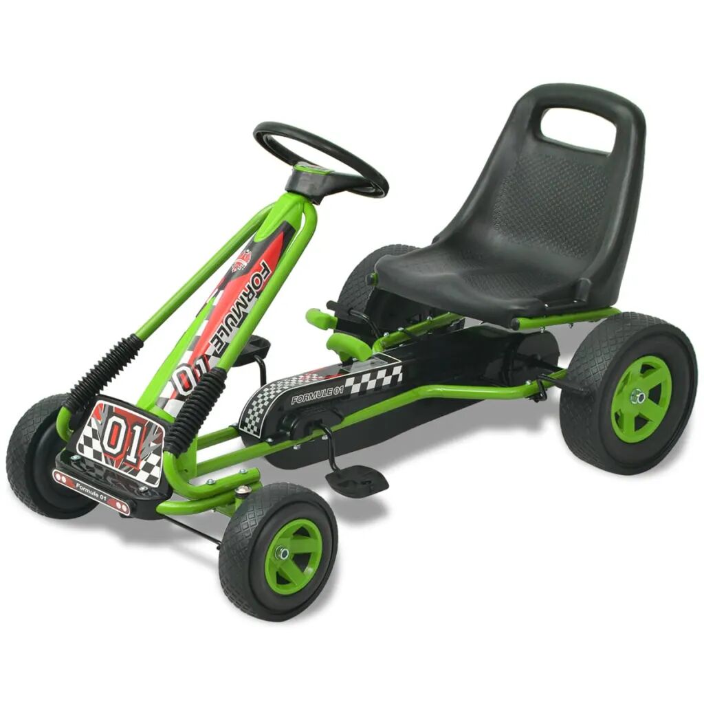 vidaXL vidaX Kart cu pedale cu șezut reglabil verde