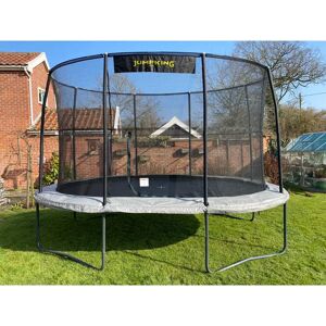 8ft x 11.5ft JumpKing Oval Combo Pro Trampoline with Safety Enclosure gray 243.84 H x 350.52 W x 102.1 D cm