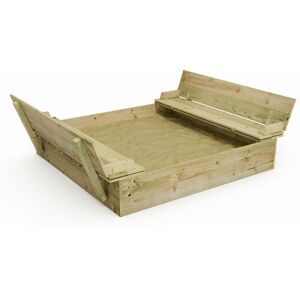 Wooden Sandpit Flippey - Sandpit for kids with hinged lid, Sandbox for children with bench, Impregnated Wood - 150x165 cm - Wickey