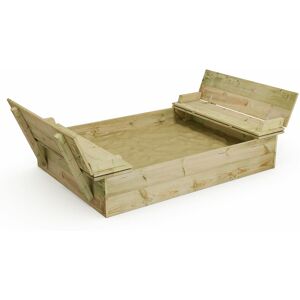 Wooden Sandpit Flippey - Sandpit for kids with hinged lid, Sandbox for children with bench, Impregnated Wood - 110x165 cm - Wickey