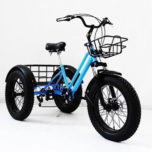 NOALED 7-Speed Low Step-Through Tricycle 20" x 4.0 All Terrain Fat Tire Trike Urban Leisure Cycling Three-Wheel Bikes with Carry Cargo Basket, Vacation Camp Recreation Shopping Adult