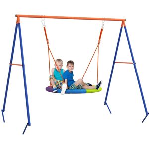 Outsunny Kids Swing Set, Nest Swing Seat with A-Frame Structure for Outdoor Use