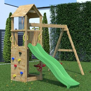 Shire Sky Wooden Climbing Frame with Double Swing and Slide