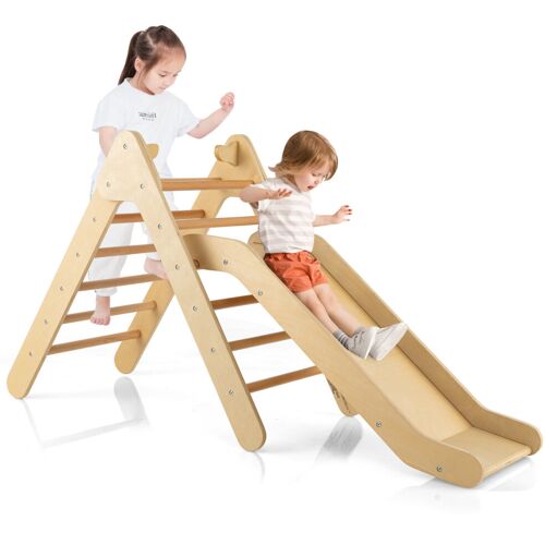 Casart 2-in-1 Triangle Climbing Set Wooden Triangle Climber Kids Climbing Toy