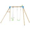 TP Toys Nagano Wooden Double Swing Set With 1 Swing 1 Glide Ride Swing Ages 3 Ye