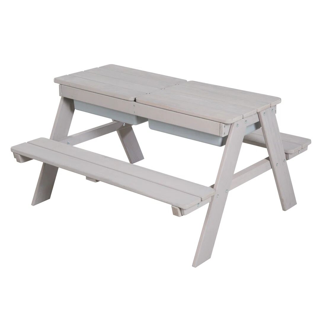 Roba Deluxe 89cm x 85cm Solid Wood Rectangular Sand And Water Table gray 49.5 H x 89.0 W cm