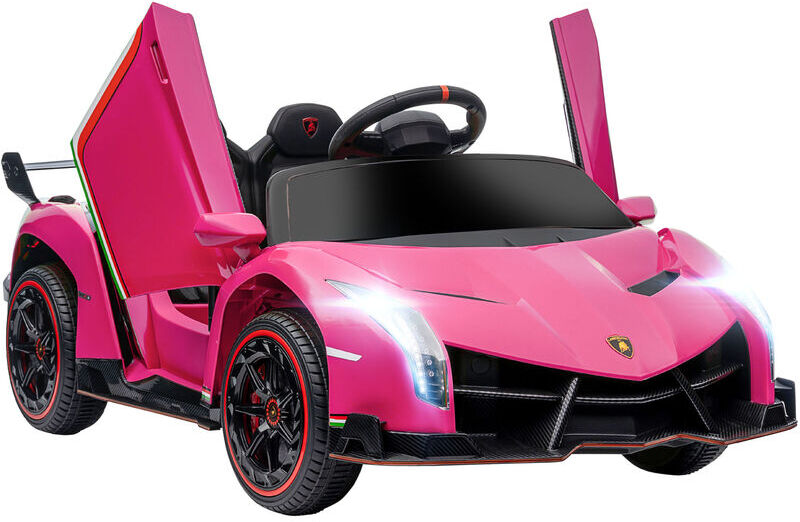 Lamborghini Veneno Licensed 12V Kids Electric Ride On Car for 3-6 Years Pink - Pink - Homcom