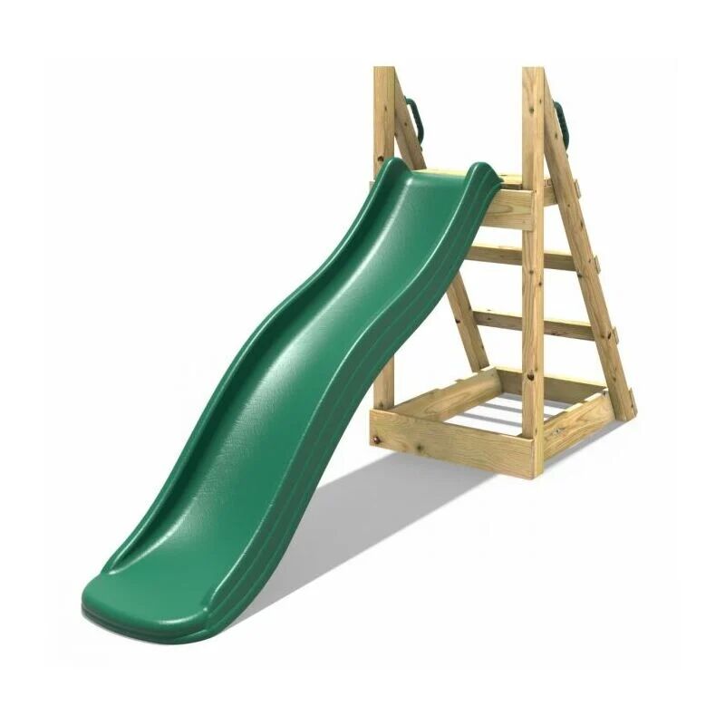 Children's Free Standing Garden Wave Water Slide with Wooden Platform - 6ft Dark Green - Rebo