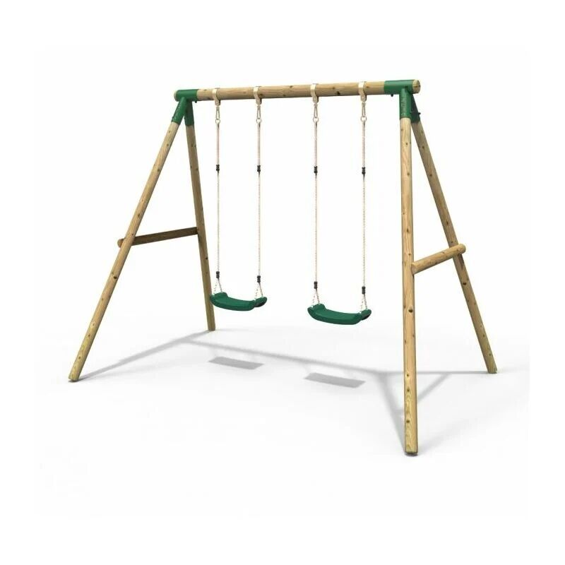 Wooden Garden Swing Set with 2 Swings - Venus Green - Rebo