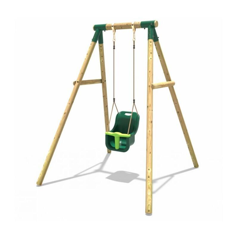 Wooden Garden Swing Set with Baby Seat - Pluto Green - Rebo