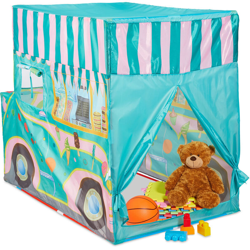 Children's Play Tent, Ice Cream Truck, Playhouse, Indoor, Outdoor, Game, HxWxD: 100x70x120cm, Colourful - Relaxdays