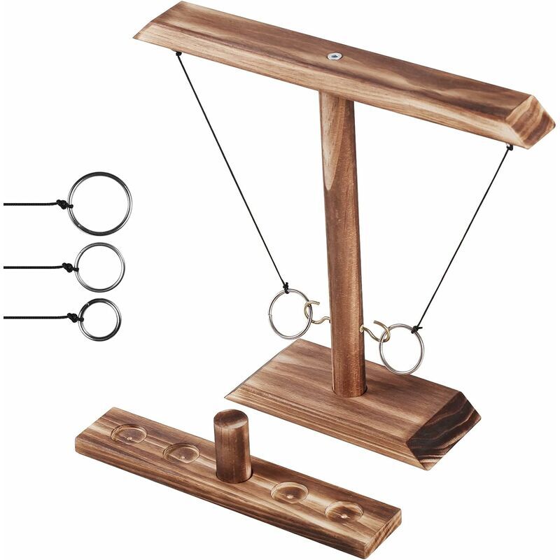 HÉLOISE Tabletop Hook Game, Ring Toss Game for Kids and Adults, Outdoor Handmade Wooden Hook and Ring Shooting Games for Adult Party