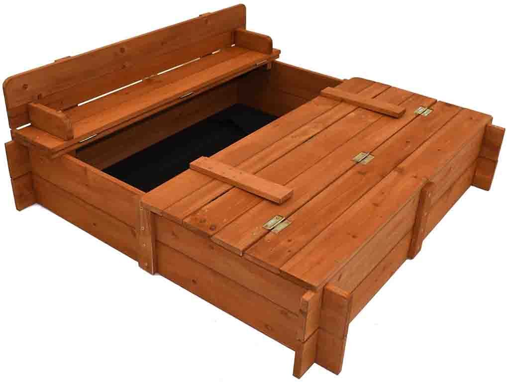 Big Game Hunters Square Wooden Sandpit with Folding Lid - 96cm