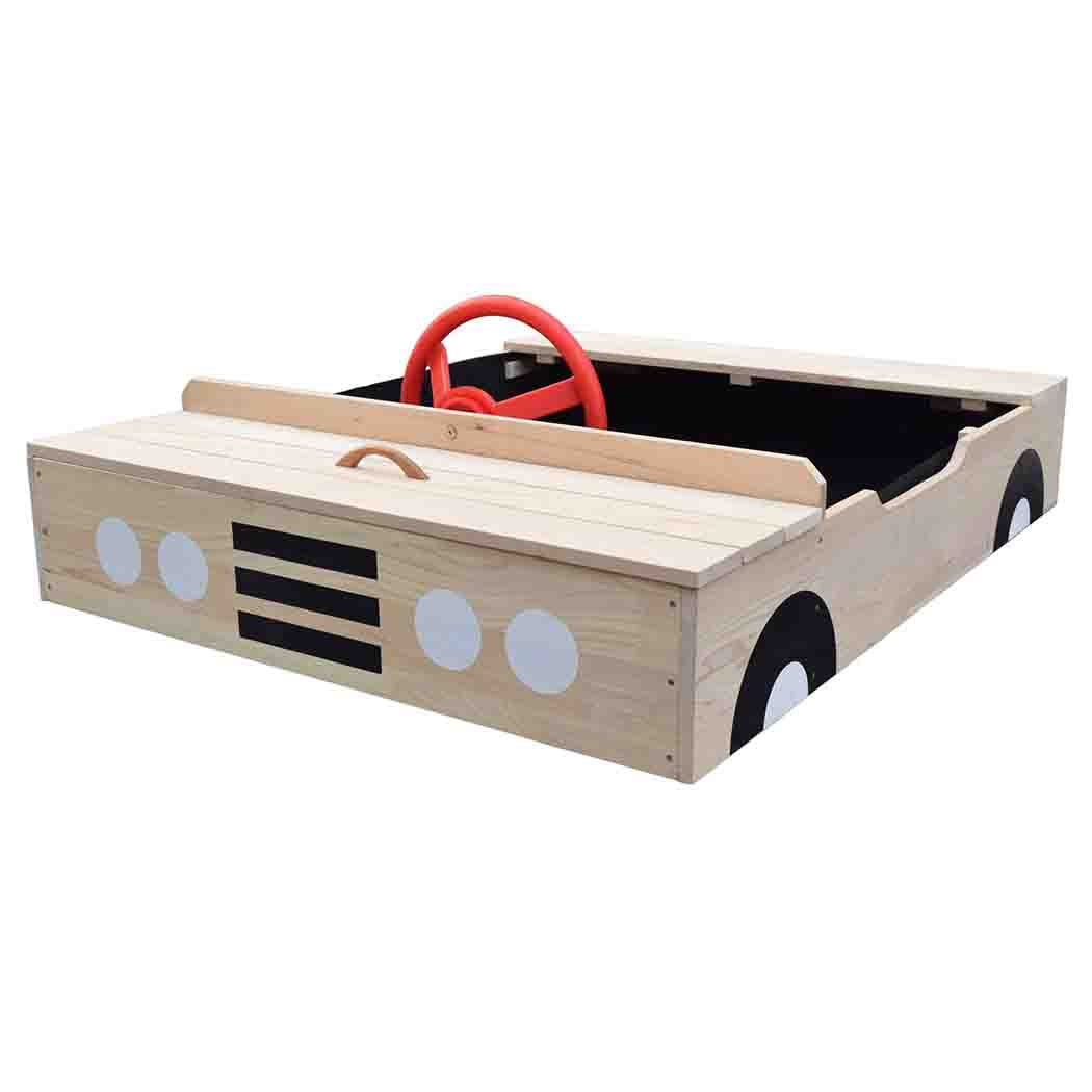 Big Game Hunters Wooden Car Sandpit with Weatherproof Cover