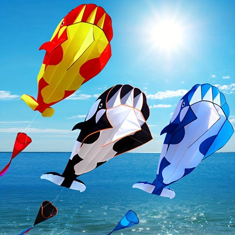 Happy toadd cart 1 Piece 3D Killer Whale Kite Large Soft Kite Three-dimensional Cartoon Animal Kite Outdoor Sports Games Accessories