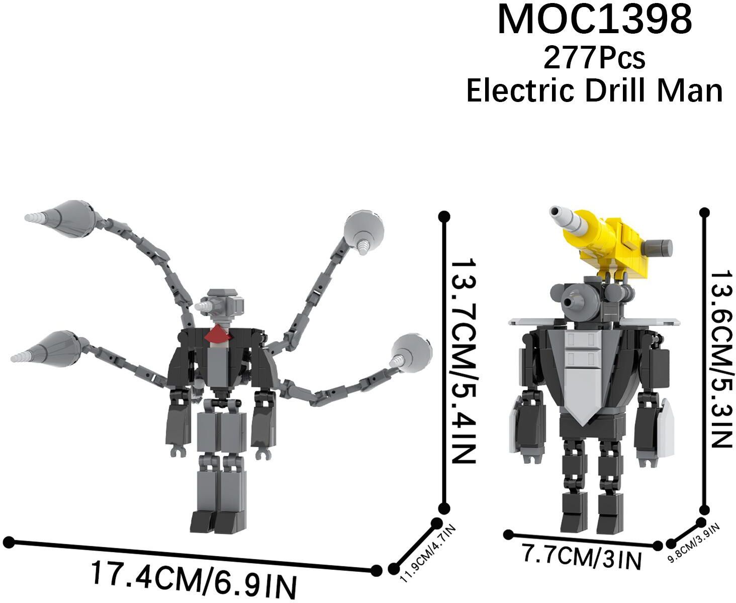 Colour Time 2024 3D 2 IN 1 Electric drillman Children's block plastic game designer for teens and children Skibidi toilet 277pcs