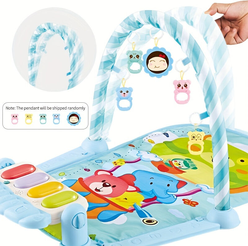 Temu Baby Toys Pedal Piano Toy Music Fitness Rack Newborn Fitness Equipment Game Mat Prone Time Activity Gymnastics Mat 0-1 Years Old Red