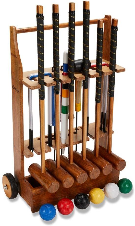 Uber Games Garden Croquet Set - 6 Player, with Wooden Trolley