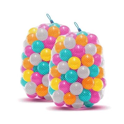 Upper Bounce Machrus 200-Pack Crush Proof Plastic Trampoline Pit Balls, Clear Pink Turquoise Orange