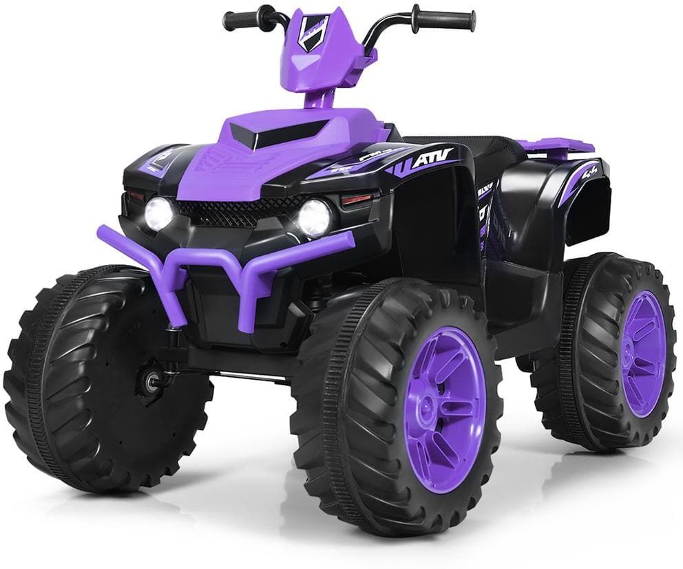 Costway 12-Volt Kids 4-Wheeler ATV Quad Ride-On Car with LED Light and Music Purple