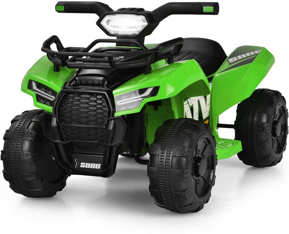 Costway 7.3 in. 12-Volt Kids ATV Quad Electric Ride On Car Toy Toddler with LED Light and MP3 Green