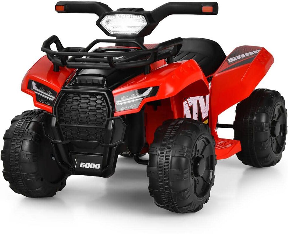 Costway 7.3 in. 12-Volt Kids ATV Quad Electric Ride On Car Toy Toddler with LED Light and MP3 Red