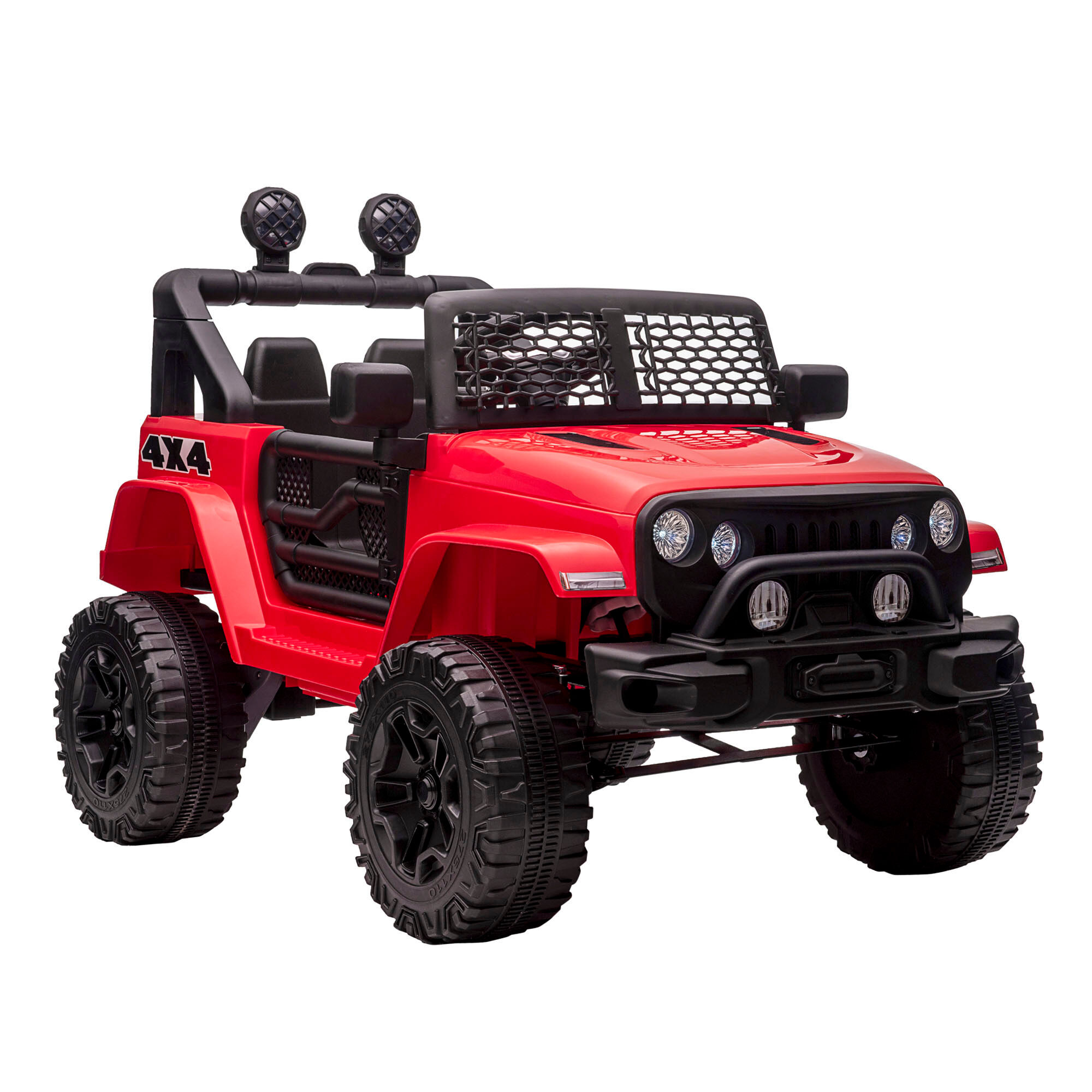 Aosom 12V Kids Ride On Car, Electric Battery Powered Off Road Truck Toy with Parent Remote Control, LED Lights, Horn & Adjustable Speed, Red
