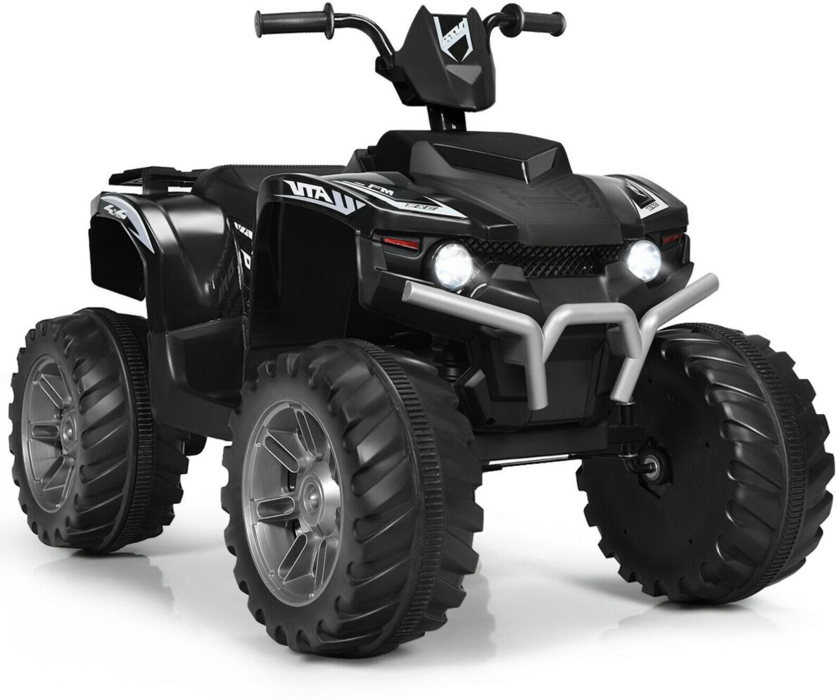 Sugift 12V Kids Ride on Atv with Led Lights and Treaded Tires and Led lights - Black