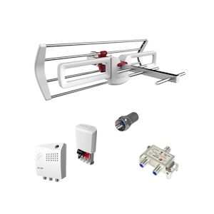 Fagor Antenne Rateau Tnt Mini Gain 12db Lte 5g + Kit Amplificateur De Mât + Alim 24v + Répartiteur Antenne + 1 Fiche Usage Non Intensif Fagor