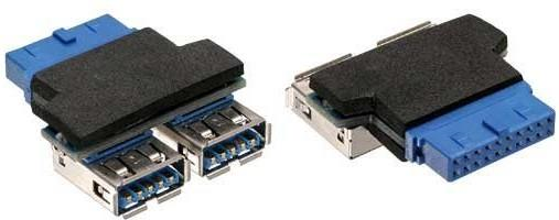 InLine 33444I 2x USB 3.0 A 19-pin USB 3.0 Nero, Blu cavo di interfaccia e Adattatore