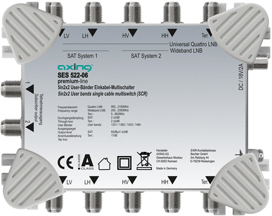 Axing SES 522-06 5ingressi multinterruttore satellitare