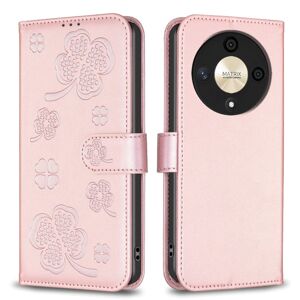 My Store For Honor X9b/Magic6 Lite 5G Four-leaf Embossed Leather Phone Case(Pink)