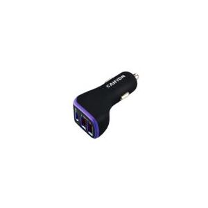 Canyon C-08, universal car charger, 2x USB-A, 1xUSB-C 18W PD, Smart IC, LED, purple - black