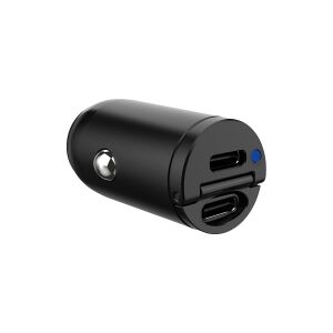 Celly ProPower CC MINI - Bilstrømsadapter - ultrakompakt - 30 Watt - 4.8 A - PD - 2 output-stikforbindelser (2 x USB-C) - sort