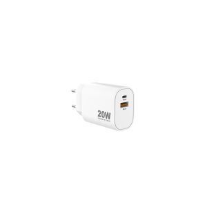 Sinox PRO 230V USB-A+USB-C oplader 20W. Hvid